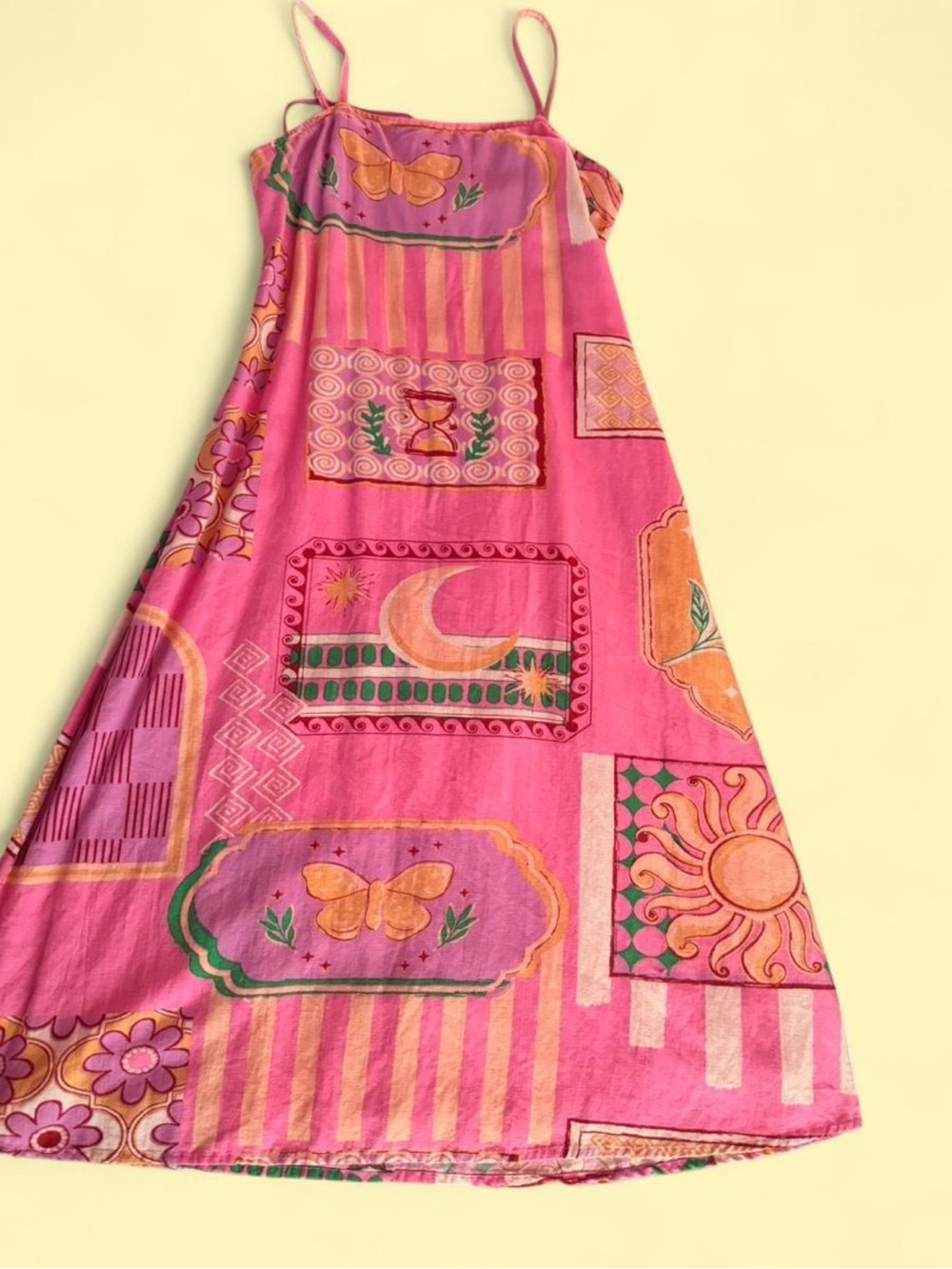Pink Printed Dress w Adjustable Straps